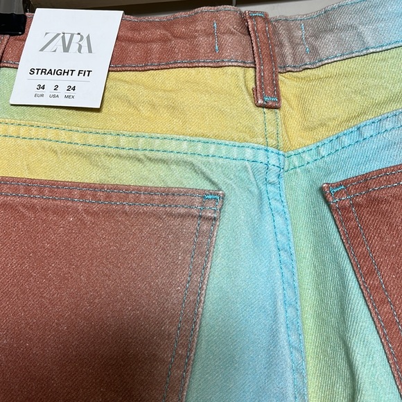 NWT Zara Rainbow Ombré Straight Fit Mid Rise Jeans | Blogger’s Fave 🔥 - Picture 8 of 10